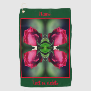 Red Rosebud Bending Abstract Personalized Golf Towel