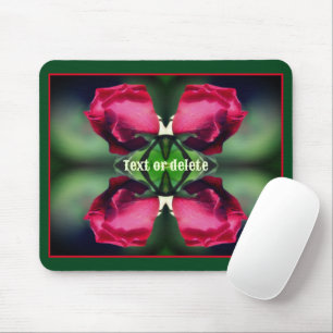 Red Rosebud Bending Abstract Personalized Mouse Pad