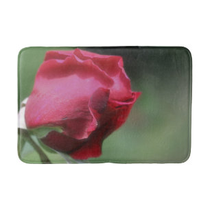 Red Rosebud Bending Flower Bath Mat