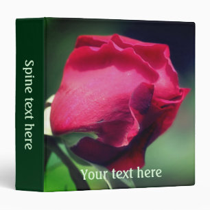 Red Rosebud Bending Personalized Binder