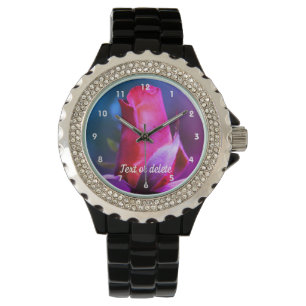 Red Rosebud Close Up Abstract Colours Personalized Watch