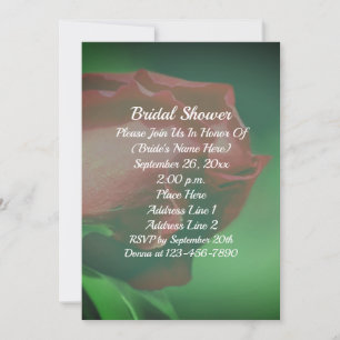 Red Rosebud Floral Bridal Shower  Invitation