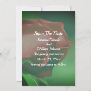 Red Rosebud Floral Wedding  Save The Date