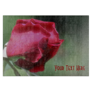 Red Rosebud Flower Nature Cutting Board