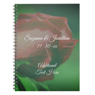 Red Rosebud Flower Personalized Wedding Notebook