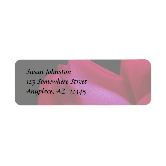 Red Rosebud Raindrops Flower Address Label (Front)