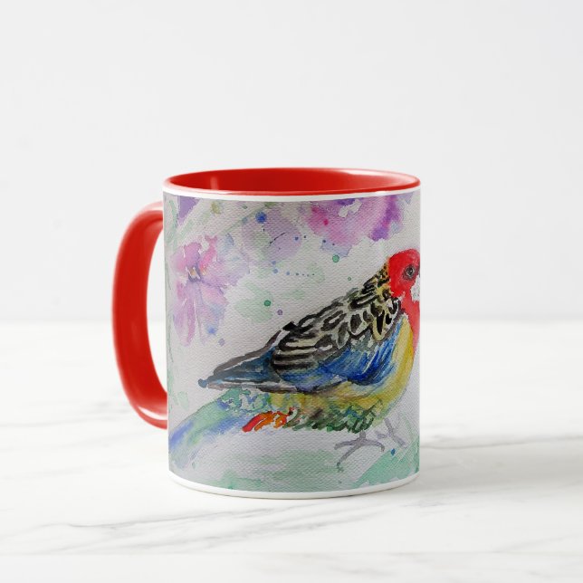 Red Rosella Australian Birds Bottlebrush Mug (Front Left)