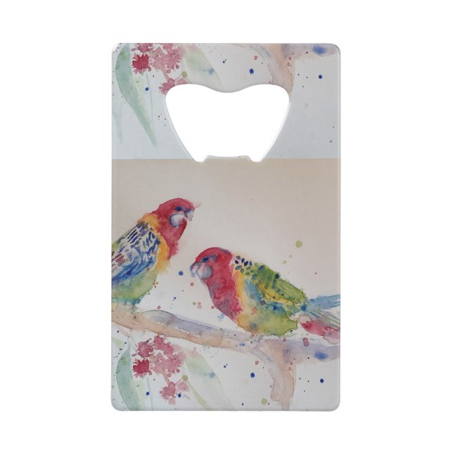 Red Rosella Parrot Watercolour Bottle Opener Credit Card Bottle Opener (Front)