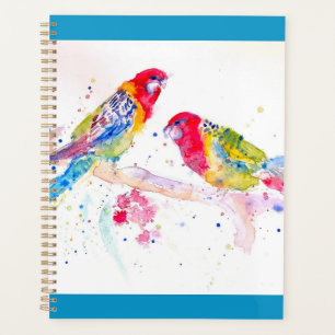 Red Rosella Parrot Watercolour Painting Computer Planner