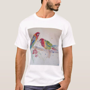 Red Rosella Parrot Watercolour Painting T-Shirt