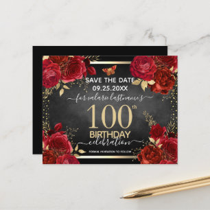 Red Roses 100th Birthday Save the Date Budget