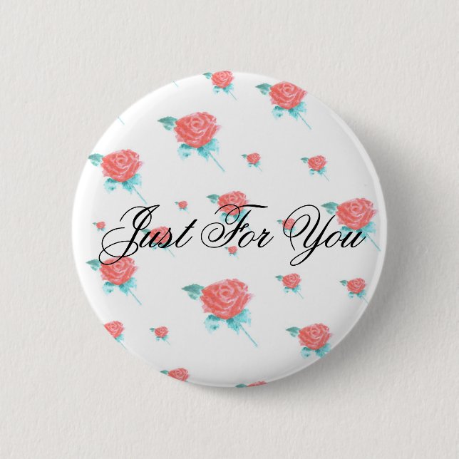 Red Roses 2 Inch Round Button (Front)
