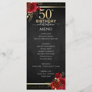 Red Roses 50th Birthday Celebration Menu