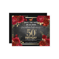  Red Roses 50th Birthday Save the Date Budget