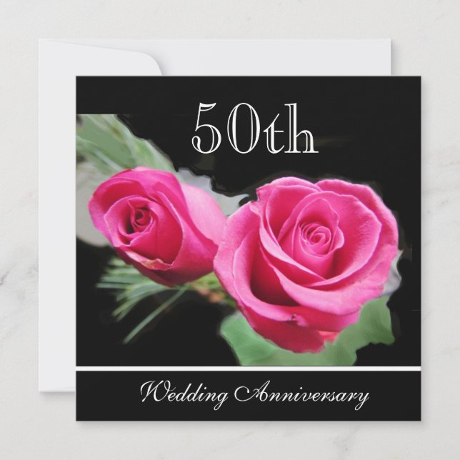 Red Roses 50th Wedding Anniversary Invitation (Front)