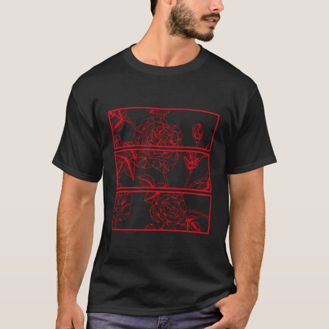 Red Roses Aesthetic Clothing Soft Grunge Soft Goth T-Shirt (Front)