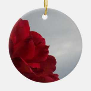 Red Roses Against a Bright Blue Sky Ceramic Ornament