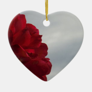 Red Roses Against a Bright Blue Sky Ceramic Ornament