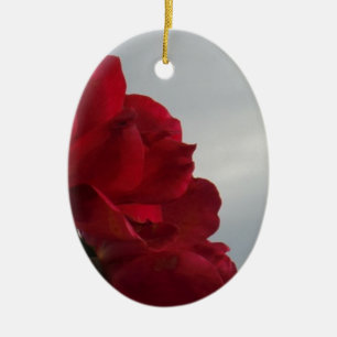 Red Roses Against a Bright Blue Sky Ceramic Ornament
