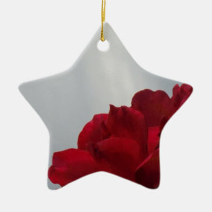 Red Roses Against a Bright Blue Sky Ceramic Ornament