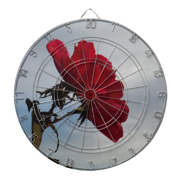 Red Roses Against a Bright Blue Sky Dartboard (Front)