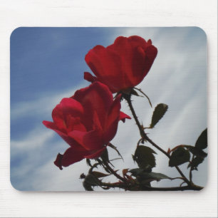 Red Roses Against a Bright Blue Sky Mouse Pad