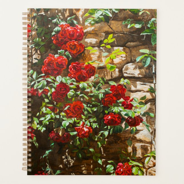 Red Roses Against a Stone Wall Planner (Front)