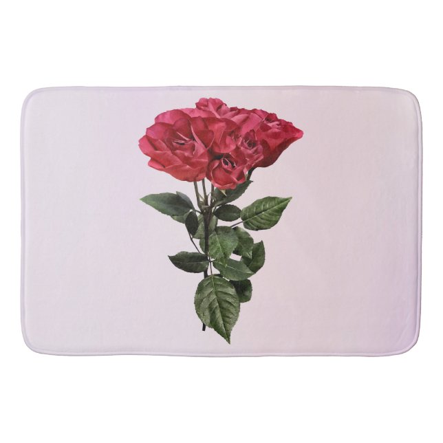 Red Roses and Leaves Bath Mat (Front)