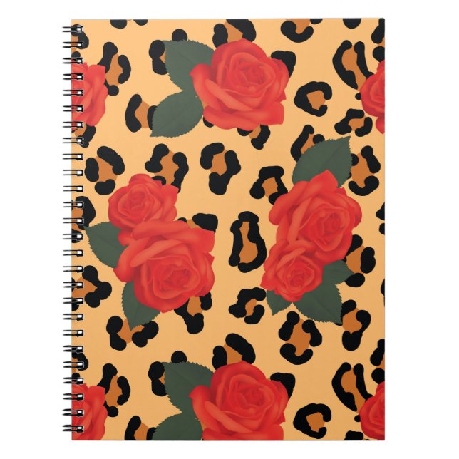 Red Roses and Leopard Print Notebook (Front)