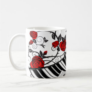 Red roses and piano keys, eye catching! coffee mug