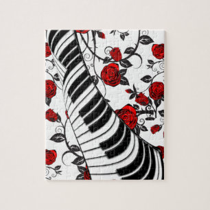 Red roses and piano keys, eye catching! jigsaw puzzle
