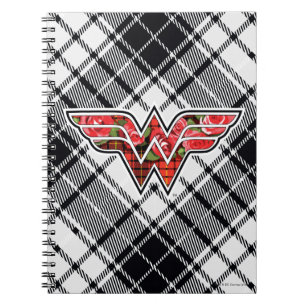 Red Roses and Plaid Wonder Woman Logo Notebook