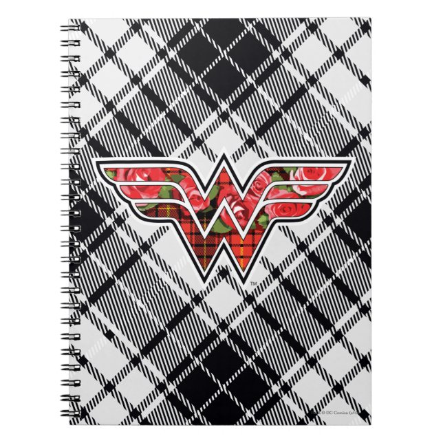 Red Roses and Plaid Wonder Woman Logo Notebook (Front)