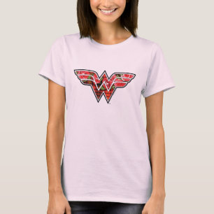 Red Roses and Plaid Wonder Woman Logo T-Shirt