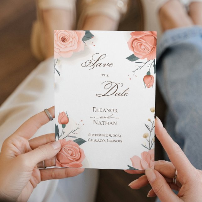 Red Roses and Summer Spring Save the Date Invitation (Creator Uploaded)