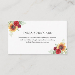 Red Roses and Sunflowers  Enclosure Card