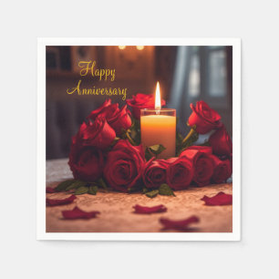 Red Roses Anniversary Napkin