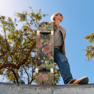 Red roses art skateboard