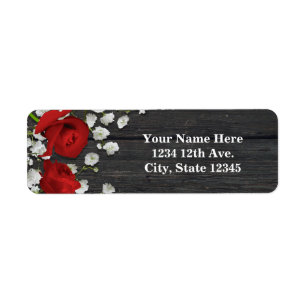 Red Roses & Baby's Breath on Wood Bridal Shower