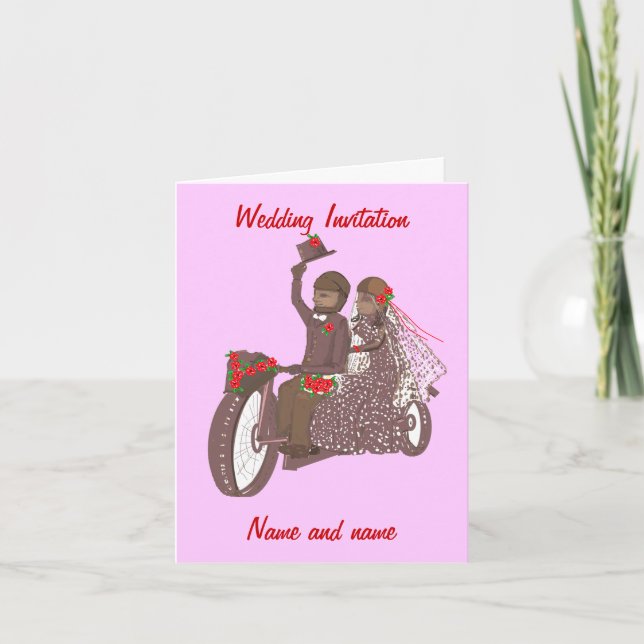 Red Roses Biker, ou cartes de mariage pour moto (Devant)