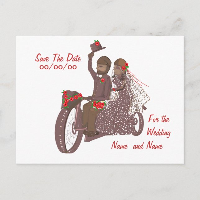 Red Roses Biker Wedding Cards and Products (Front)