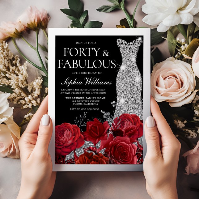 Red Roses & Black 40th Birthday Silver (Creator Uploaded)