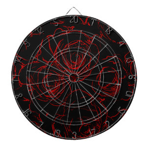 Red Roses Black Background Dartboard
