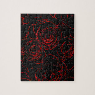 Red Roses Black Background Jigsaw Puzzle