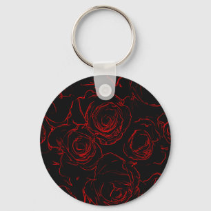 Red Roses Black Background Keychain