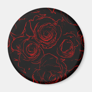 Red Roses Black Background Magnet
