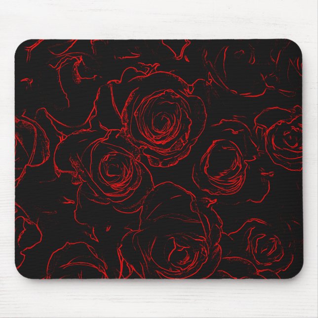 Red Roses Black Background Mouse Pad (Front)