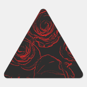 Red Roses Black Background Triangle Sticker