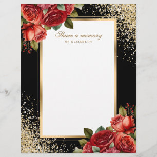 Red Roses Black Gold Photo Letterhead