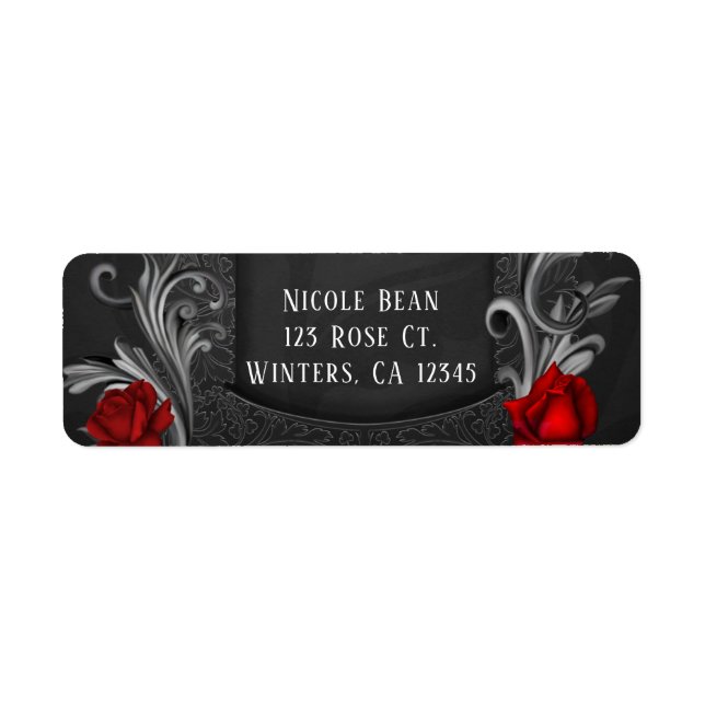 Red Roses Black Ornate Gothic Wedding (Front)